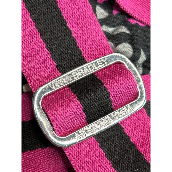 Vera Bradley Quilted Cotton Large Travel Duffel Bag Black & Fuchsia Pattern - Picture 6 of 11